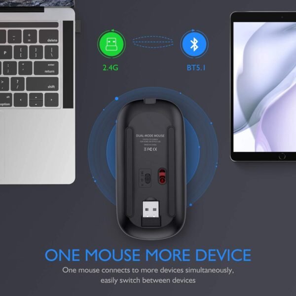 Mouse LED Bluetooth Sem Fio, Mouse Bluetooth Para Mac, Mouse Bluetooth para iPad Pro/iPad Air, Mouse Sem Fio Para MacBook Pro/MacBook Air // Laptop/Mac (Cinza) - Image 3