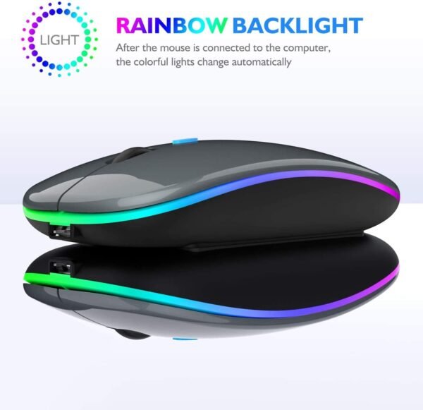 Mouse LED Bluetooth Sem Fio, Mouse Bluetooth Para Mac, Mouse Bluetooth para iPad Pro/iPad Air, Mouse Sem Fio Para MacBook Pro/MacBook Air // Laptop/Mac (Cinza) - Image 4