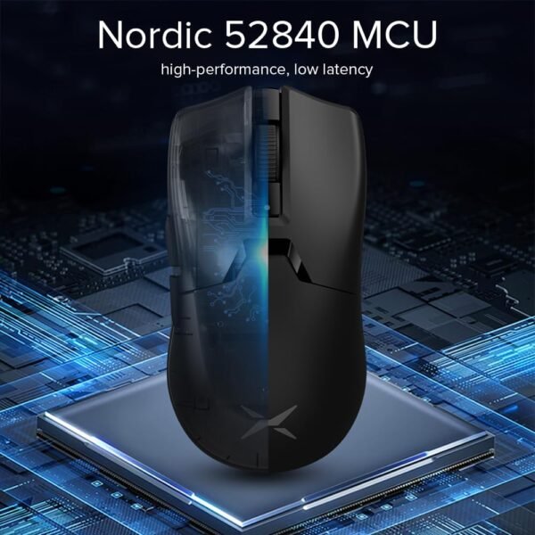 Delux M800ultra Mouse Gamer Sem Fio, PAW3395 COM 26000DPI, NORDIC 52840 MCU, 55G LOVE, 120 HORAS DE RESISTÊNCIA, CONEXIOO TRIMODO, TAXA DE PESQUISA DE 1000 Hz (600MAH-PRETO) - Image 3