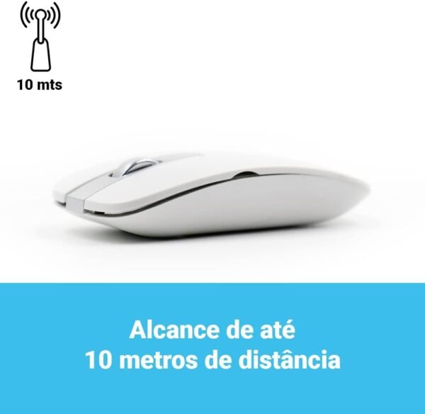 Kit Teclado ABNT2 e Mouse Sem Fio Branco K-06 Wireless USB Ultra Slim - Strong Tech - Image 5