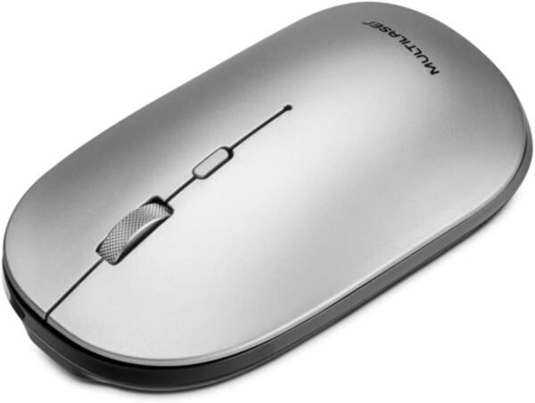 Mouse sem fio slim conexão bluetooth e USB 1600DPI AJustável 4 botões clique silencioso luz do leitor invisvel com pilha inclusa cinza - mo332 - Image 4