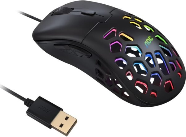 Mouse Gamer AOC GM510 Ultraleve 58G 16.000 DPI Pixart 3389 RGB 6 Botões Macro Manager - Image 4
