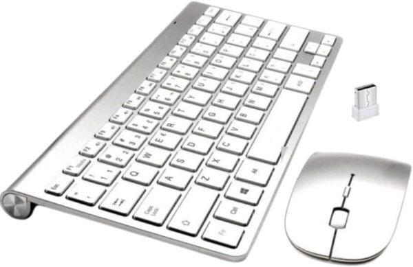 Kit Teclado e Mouse Sem Fio 2,4 GHz ABNT2 Ç Branco e Prata - Design Compacto, Clique Silencioso, Ambidestro, Alcance de 10m e Leve para Computador E Notebook Trabalo Estudo - Nano receptor USB USB - Image 2