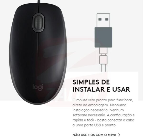 Mouse com fio USB Logitech M110 com Clique Silencioso - Preto - Image 4