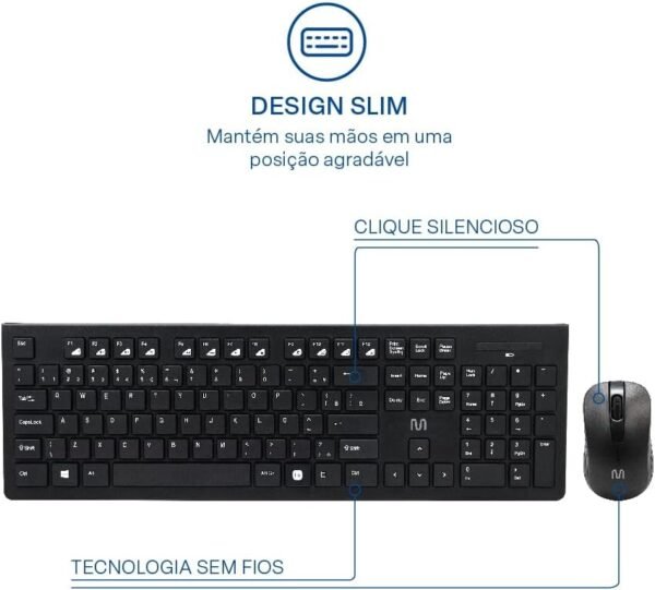 Kit Teclado e Mouse Sem Fio Multi com Conexão USB - TC212 - Image 5