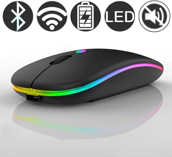 Mouse sem fio rgb jogador recarregável bluetooth ptico liderado colorido ergonônico USB 2.4 GHZ Alta precisão AJuste dpi - Image 2