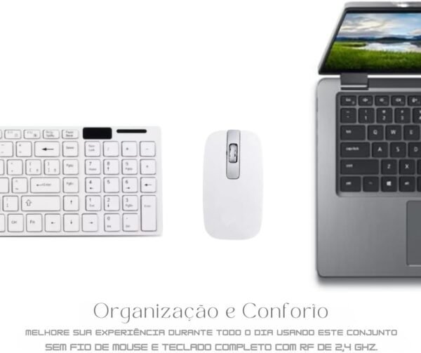 Kit Teclado e Mouse Sem Fio sem fio 2.4g, compacto Ultra Slim 10 metros de Alcance (Branco) - Image 2
