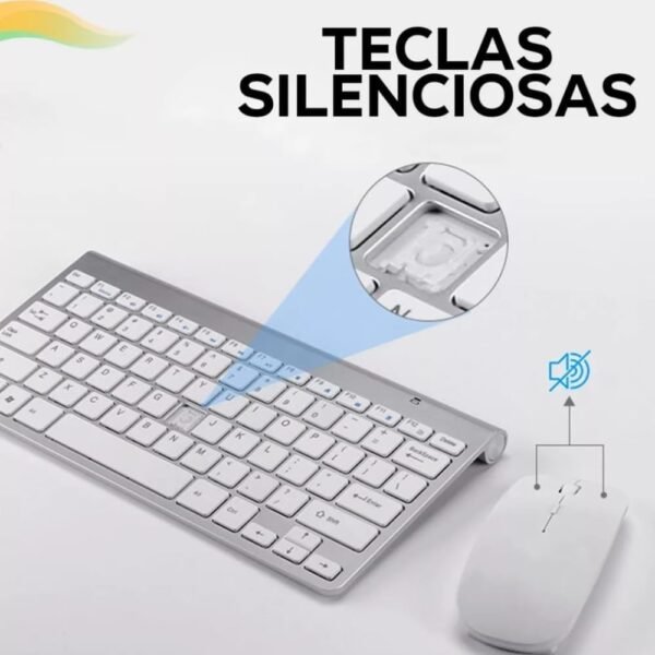 Kit Teclado e Mouse Sem Fio 2,4 GHz ABNT2 Ç Branco e Prata - Design Compacto, Clique Silencioso, Ambidestro, Alcance de 10m e Leve para Computador E Notebook Trabalo Estudo - Nano receptor USB USB - Image 7