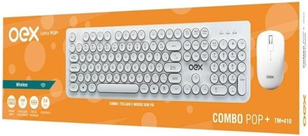 OEX COMBO POP+ Teclado e Mouse Sem Fio 1600 DPI TM410 - Teclas Redondas - Branco - Image 4