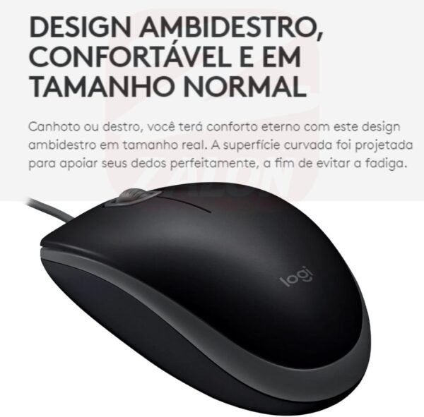 Mouse com fio USB Logitech M110 com Clique Silencioso - Preto - Image 3