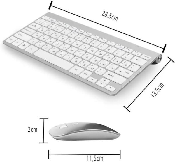 Mini Kit Teclado Sem Fio E Mouse USB 2.4GHz Sem fio Super Compacto Premium abnt2 letra Ç Ç Computador Notebook Branco até 1600dpi - Image 4
