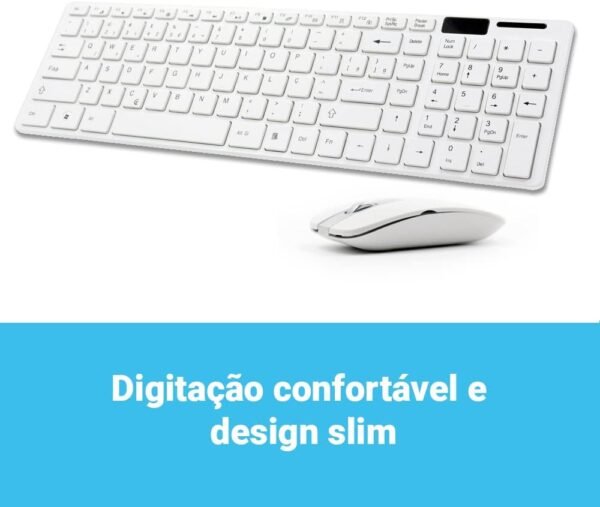 Kit Teclado ABNT2 e Mouse Sem Fio Branco K-06 Wireless USB Ultra Slim - Strong Tech - Image 4