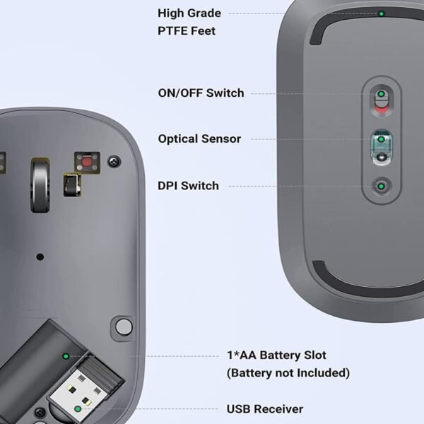 Mouse Sem Fio Sensor de 4000 DPI Design Ergonômico E Portátil silencioso preciso compatível com windows mac linux e ultos sistemas ideal para trabril scritório casa viagens - sem brasil - Image 3