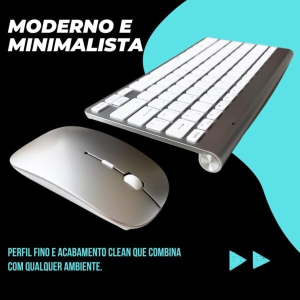 Kit Teclado e Mouse Sem Fio 2,4 GHz CONEXão sem fio Combo Combo Combo ptico Ultra fino abnt2 com Tecla Ç Ç em Portugues Padrão layout Brasileiro - Image 5