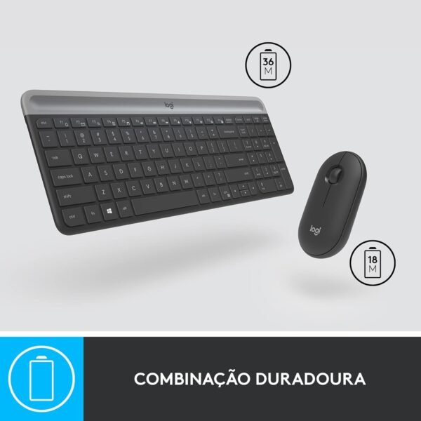 Combo Teclado e Mouse sem fio Logitech MK470 com Design Slim, Digitação e Clique Silencioso, Mouse Ambidestro, Conexão USB e Pilhas Inclusas - Grafite - Image 5