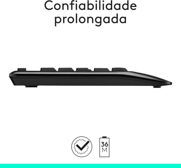 Combo Teclado e Mouse sem fio Logitech MK345 com Teclado com Apoio para as Mãos e Mouse Destro, Conexão USB, Pilhas Inclusas e Layout ABNT2 - Image 6