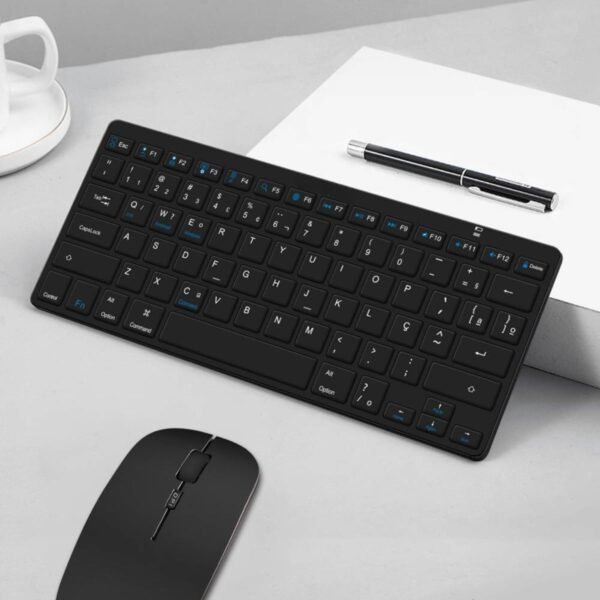 Kit Teclado e Mouse sem fio Bluetooth com Design Confortável, Durável, Para Tablet e Celular, Computador, Android, Note Layout ABNT2 Brasileiro (Preto) - Image 5
