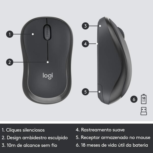 Combo Teclado e Mouse sem fio Logitech MK295 com Digitação e Clique Silencioso, Teclas de Mídia de Fácil Acesso, Conexão USB, Pilhas Inclusas e Layout ABNT2 - Image 8