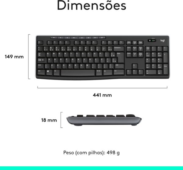 Combo Teclado e Mouse Sem Fio Logitech Mk270 Com Teclas de Míndia de Fácil ACESSO, CONEXÃO USB, PILHAS Inclusas E Layout ABNT2 - Image 8