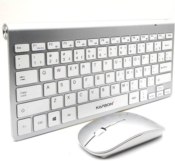 Mini Kit Teclado Sem Fio E Mouse USB 2.4GHz Sem fio Super Compacto Premium abnt2 letra Ç Ç Computador Notebook Branco até 1600dpi - Image 2