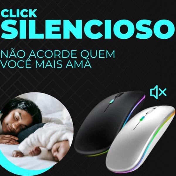 Mouse sem fio bluetooth e USB sem fio rgb ergonômico silencoso recarregável bateria longa duraça ã 3 níveis de dpi suportta pc, smartphones console e smartphones Android/iPhone diversas núcleos Branco - Image 6