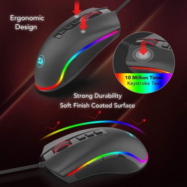 Mouse Gamer Redragon Cobra, Chroma RGB, 10000DPI, 7 Botões, Preto - Image 8