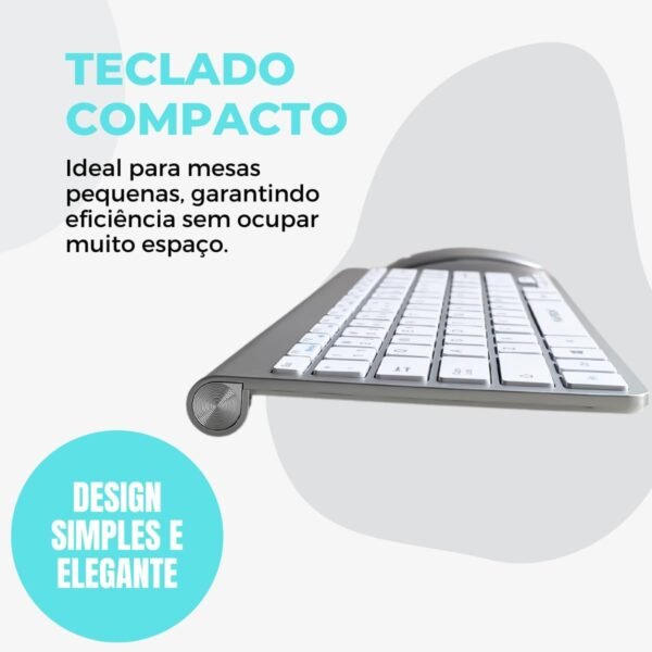Kit Teclado e Mouse Sem Fio 2,4 GHz CONEXão sem fio Combo Combo Combo ptico Ultra fino abnt2 com Tecla Ç Ç em Portugues Padrão layout Brasileiro - Image 4
