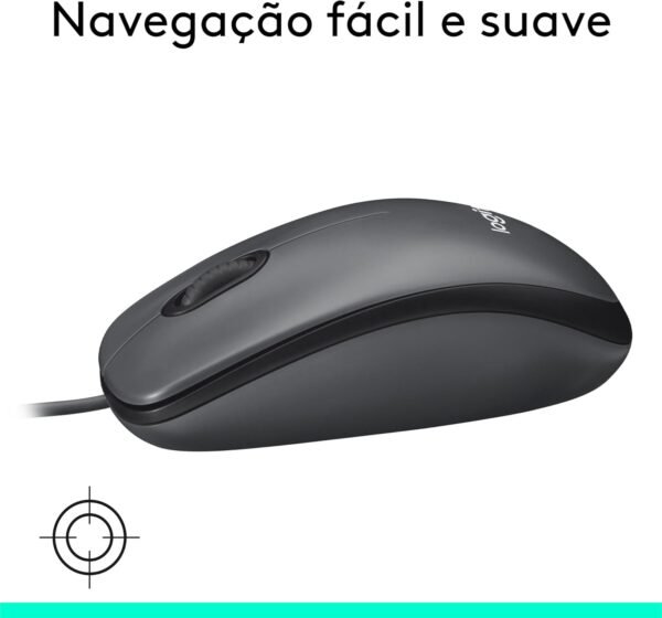 Mouse com fio USB Logitech M100 com Design Ambidestro e Facilidade Plug and Play - Cinza - Image 6