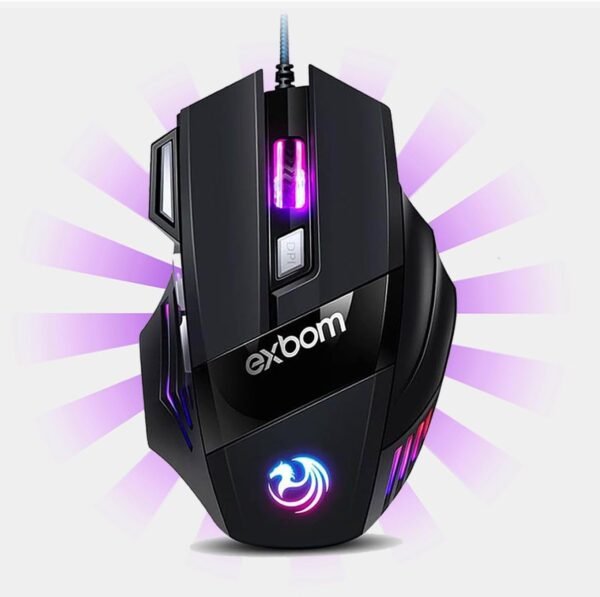 Gamer de mouse 7d 3200 dpi Ajustável 7 botões luzes liderou rgb alta precisão e velocidade, jogos, trabalho, estudos, pabo reforado super rápido ergonômico antideslizante clique duplO premium premium premium premium - Image 4