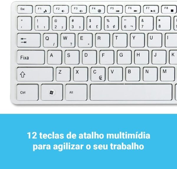 Kit Teclado ABNT2 e Mouse Sem Fio Branco K-06 Wireless USB Ultra Slim - Strong Tech - Image 7