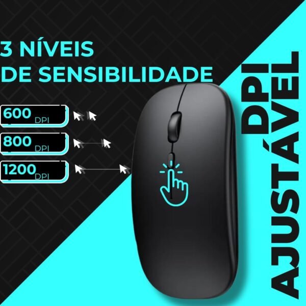 Mouse sem fio bluetooth e USB sem fio rgb ergonômico silencoso recarregável bateria longa duraça ã 3 níveis de dpi suportta pc, smartphones console e smartphones Android/iPhone diversas núcleos Branco - Image 5