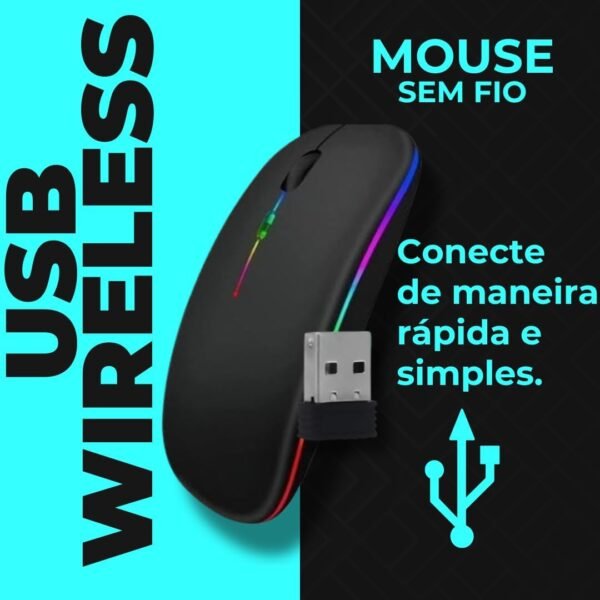 Mouse sem fio bluetooth e USB sem fio rgb ergonômico silencoso recarregável bateria longa duraça ã 3 níveis de dpi suportta pc, smartphones console e smartphones Android/iPhone diversas núcleos Branco - Image 3