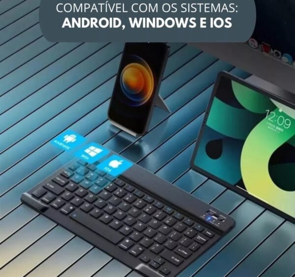 VITX Kit Teclado E Mouse Sem Fio Bluetooth Colorido Para Tablet Pc iPad (Preto) - Image 3