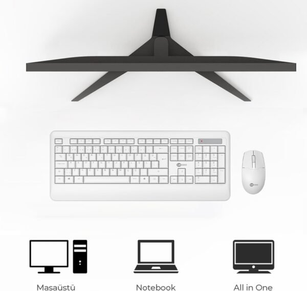 Combo Teclado e Mouse sem fio Lecoo KW202WH Branco Layout ABNT2 Ergonômico anti respingo mouse ambidestro e ergonômico alcance de 10 metros com nano USB Plug and Play wi-fi - Image 2