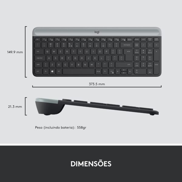 Combo Teclado e Mouse sem fio Logitech MK470 com Design Slim, Digitação e Clique Silencioso, Mouse Ambidestro, Conexão USB e Pilhas Inclusas - Grafite - Image 8