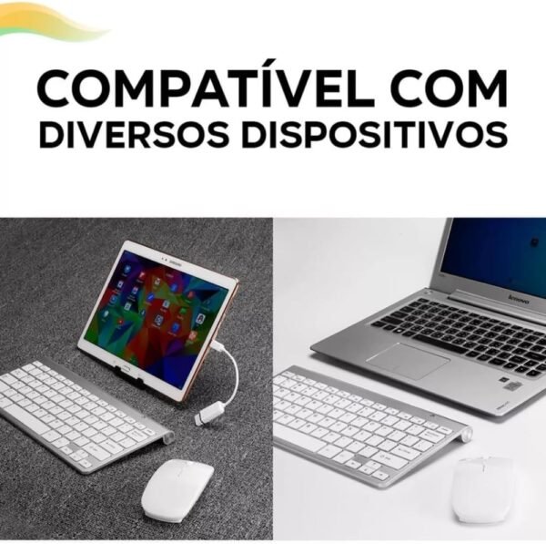 Kit Teclado e Mouse Sem Fio 2,4 GHz ABNT2 Ç Branco e Prata - Design Compacto, Clique Silencioso, Ambidestro, Alcance de 10m e Leve para Computador E Notebook Trabalo Estudo - Nano receptor USB USB - Image 8