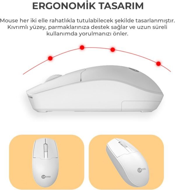 Combo Teclado e Mouse sem fio Lecoo KW202WH Branco Layout ABNT2 Ergonômico anti respingo mouse ambidestro e ergonômico alcance de 10 metros com nano USB Plug and Play wi-fi - Image 6
