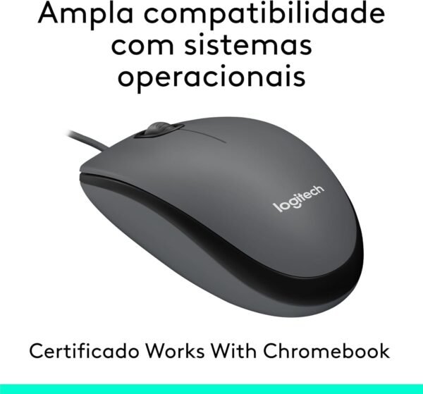 Mouse com fio USB Logitech M100 com Design Ambidestro e Facilidade Plug and Play - Cinza - Image 5
