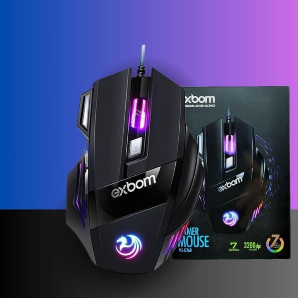 Gamer de mouse 7d 3200 dpi Ajustável 7 botões luzes liderou rgb alta precisão e velocidade, jogos, trabalho, estudos, pabo reforado super rápido ergonômico antideslizante clique duplO premium premium premium premium - Image 7
