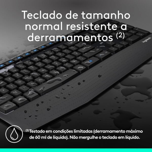 Combo Teclado e Mouse sem fio Logitech MK345 com Teclado com Apoio para as Mãos e Mouse Destro, Conexão USB, Pilhas Inclusas e Layout ABNT2 - Image 4