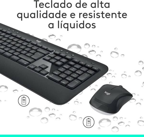 Combo Teclado e Mouse sem fio Logitech MK540 com Teclado com Apoio para as Mãos, Teclas de Mídia de Fácil Acesso, Mouse Ambidestro, Conexão USB, Pilhas Inclusas e Layout ABNT2 - Image 5