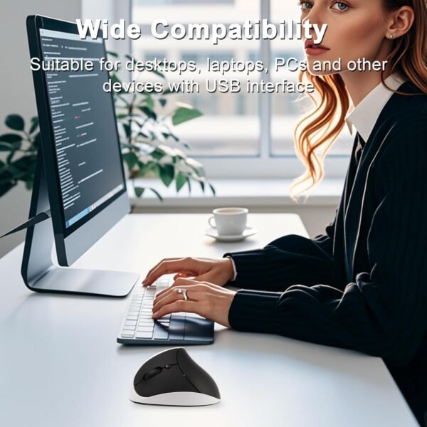 Mouse vertical sem fio para cahotos mouse ergonômico 2,4 ghz ptico mouse de computador com receptor USB e 3 dpi ajustáveis ​​mouse sem fio portátil recarregál para laptop, mesa, notebook, pc, pc, - Image 3