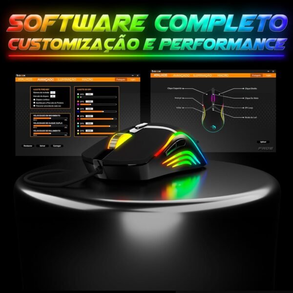 Mouse Gamer Fade RGB 8000DPI Com Software 7 Botões Programáveis ​​DPI Ajustável Sensor Gamer Ozzix para PC Notebook PS4 PS5 Xbox - Image 4