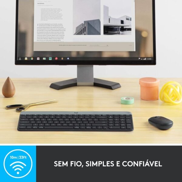 Combo Teclado e Mouse sem fio Logitech MK470 com Design Slim, Digitação e Clique Silencioso, Mouse Ambidestro, Conexão USB e Pilhas Inclusas - Grafite - Image 4