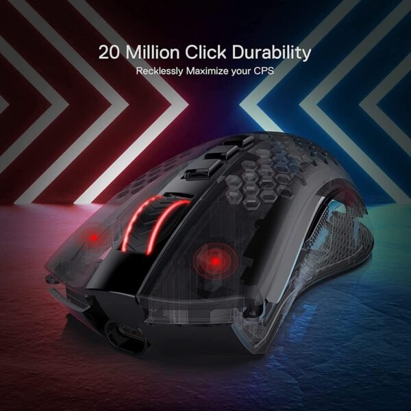 Mouse Gamer Redragon Storm Pro RGB 16000 DPI Pixart Paw 3335 Wireless Preto - M808 -KS - Image 4