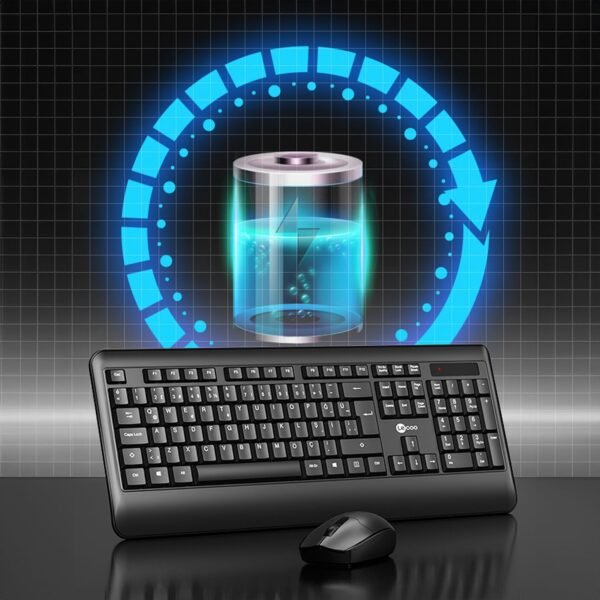 Combo Teclado e Mouse sem fio Lecoo KW202WH Branco Layout ABNT2 Ergonômico anti respingo mouse ambidestro e ergonômico alcance de 10 metros com nano USB Plug and Play wi-fi - Image 7