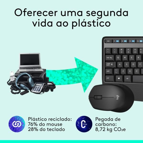 Combo Teclado e Mouse sem fio Logitech MK345 com Teclado com Apoio para as Mãos e Mouse Destro, Conexão USB, Pilhas Inclusas e Layout ABNT2 - Image 5