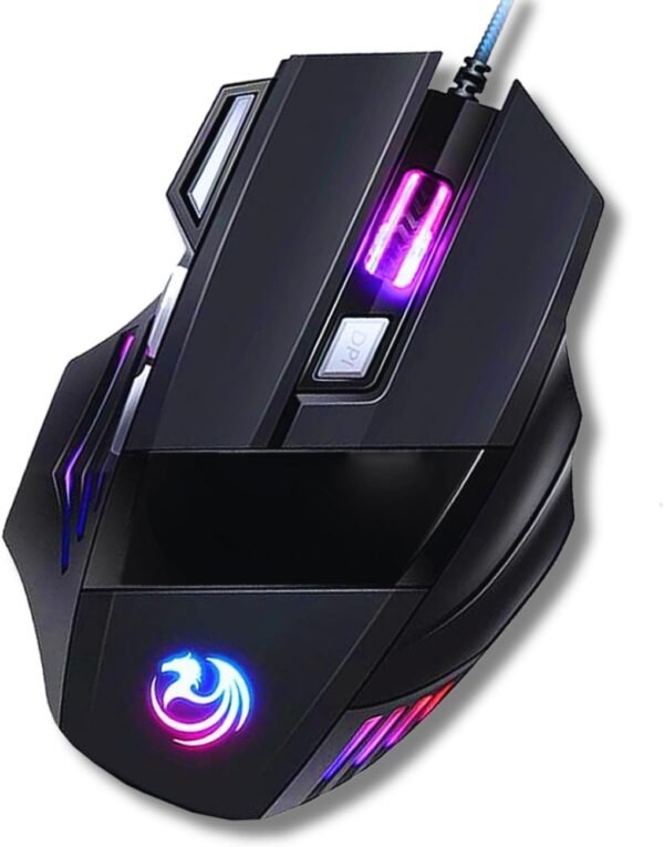 Gamer de mouse 7d 3200 dpi Ajustável 7 botões luzes liderou rgb alta precisão e velocidade, jogos, trabalho, estudos, pabo reforado super rápido ergonômico antideslizante clique duplO premium premium premium premium