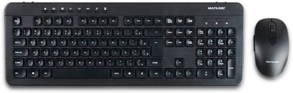 Kit Teclado e Mouse Sem Fio Recarregável multimídia conexão USB Bateria de litio 200mah 1600dpi Ajustável clique silencioso preto - tc250