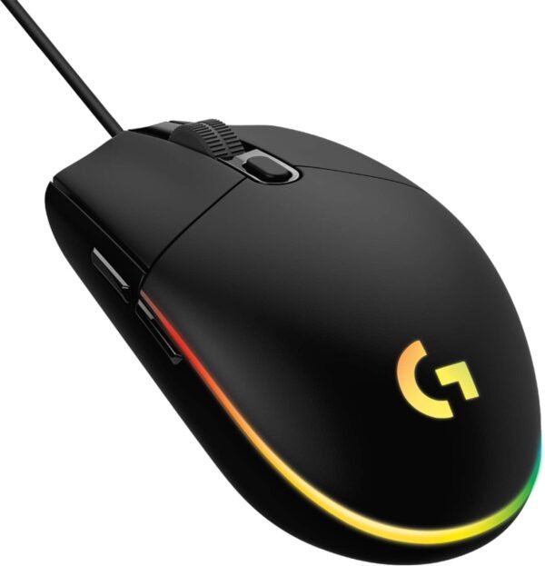 Mouse Gamer Logitech G203 LIGHTSYNC RGB, Efeito de Ondas de Cores, 6 Botões Programáveis ​​e Até 8.000 DPI - Preto